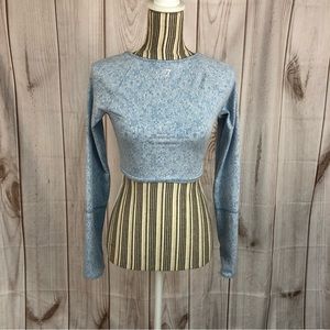 Gymshark Top Long Sleeve Cropped Active Workout Sportswear Shirt Blue Size XS/S